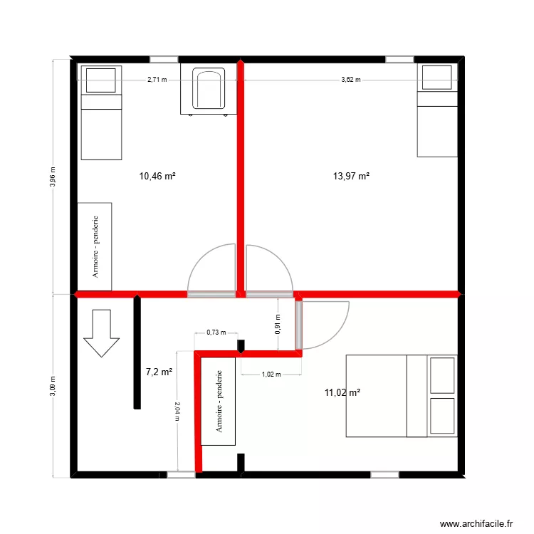 R+2 FE. Plan de 4 et 43 m² R+2 FE. Plan de 4 et 43 m²