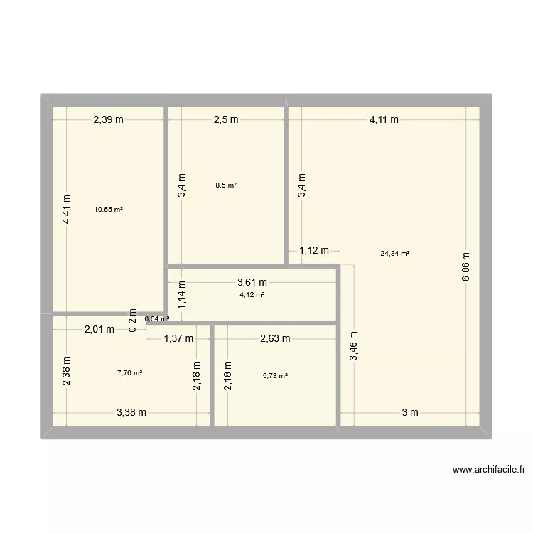 1 er m. Plan de 7  et 61 m²