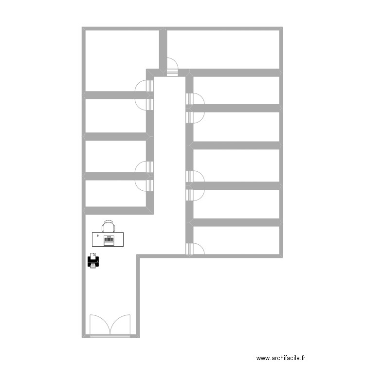 Bureau Lyon. Plan de 11 pièces et 49 m2