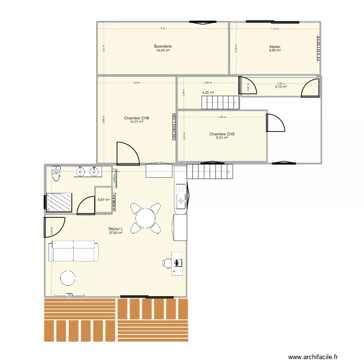 Rez de chauss&eacute; Projet 3. Plan de 