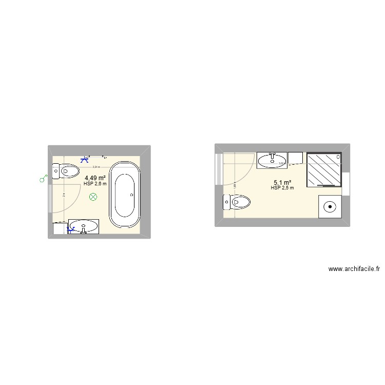 Montignie. Plan de 2 pièces et 10 m2