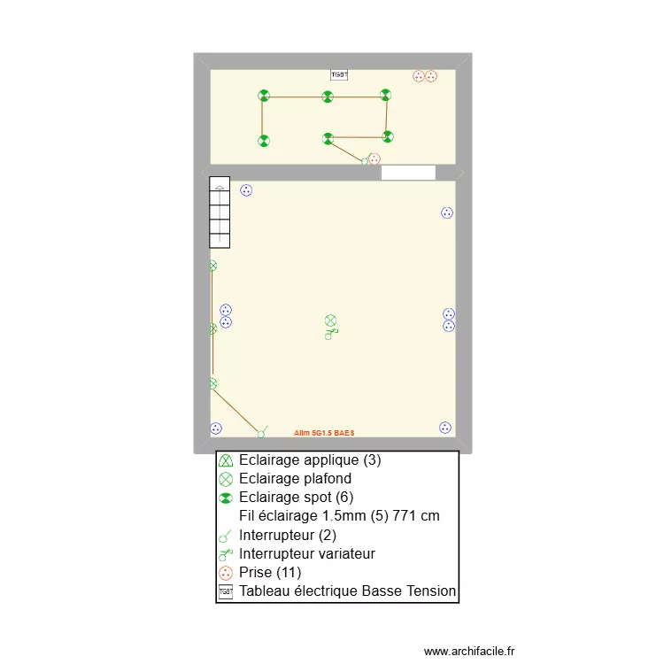 Accueil/vestiaire Thomas. Plan de 