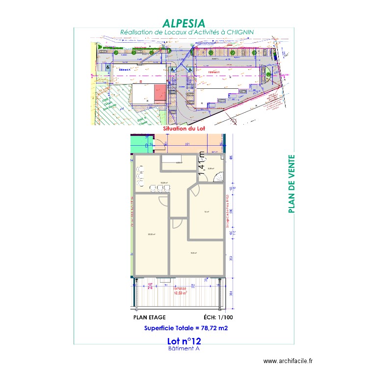 plan_v1. Plan de 6 pièces et 75 m2