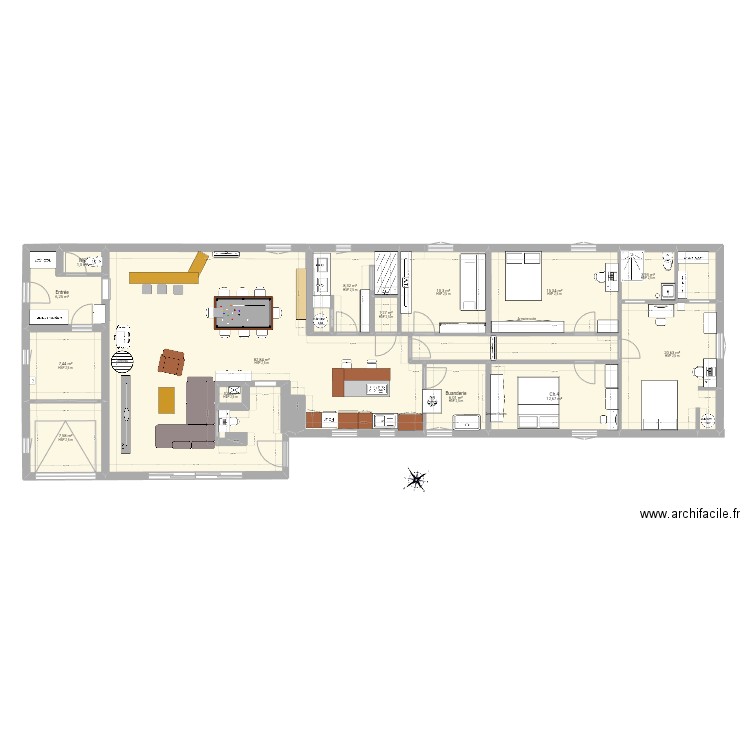PdB 08/25 Cécile. Plan de 14 pièces et 185 m2