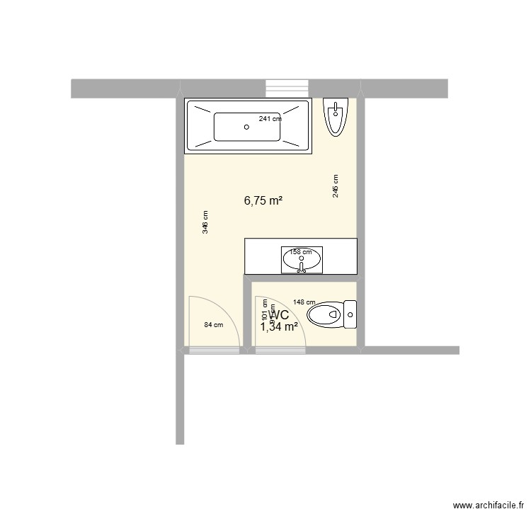 Giano. Plan de 2 pièces et 8 m2