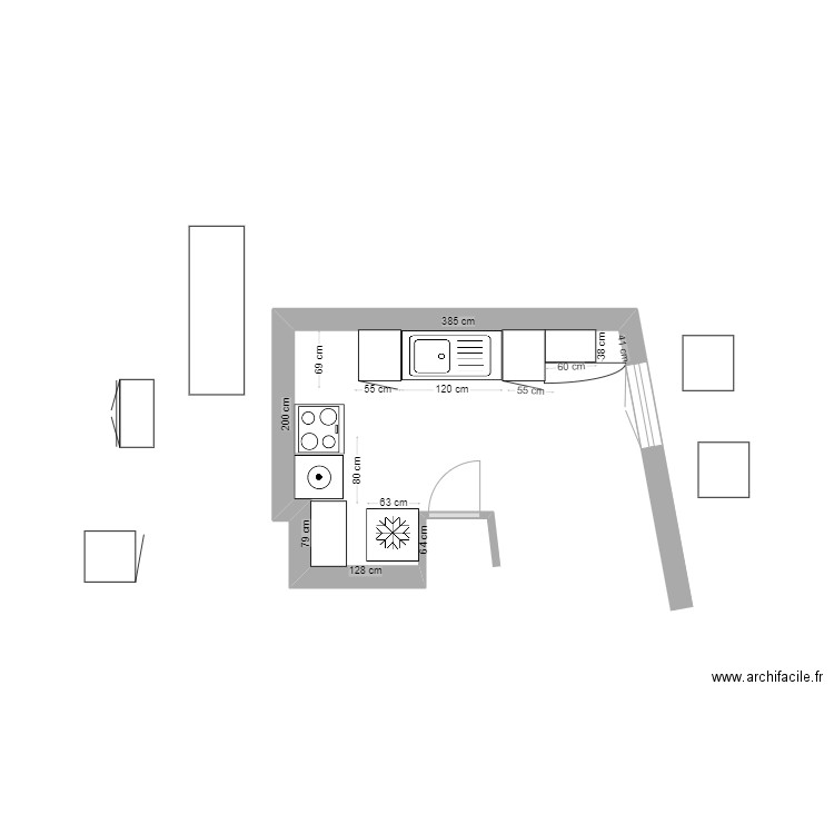 PLAN CUISINE MEUBLE. Plan de 0 pièce et 0 m2