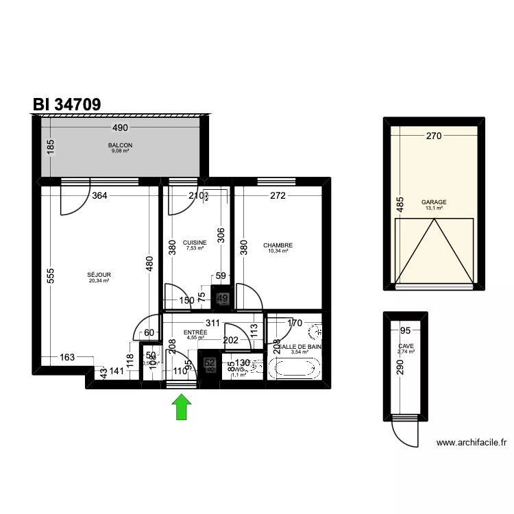 BI 34709. Plan de 12 et 74 m² BI 34709. Plan de 12 et 74 m²