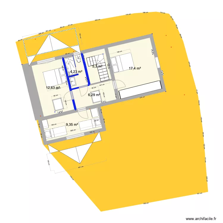 PRIEUX int&eacute;rieur 1ER 1 bis eco ++ douche extension. Plan de 