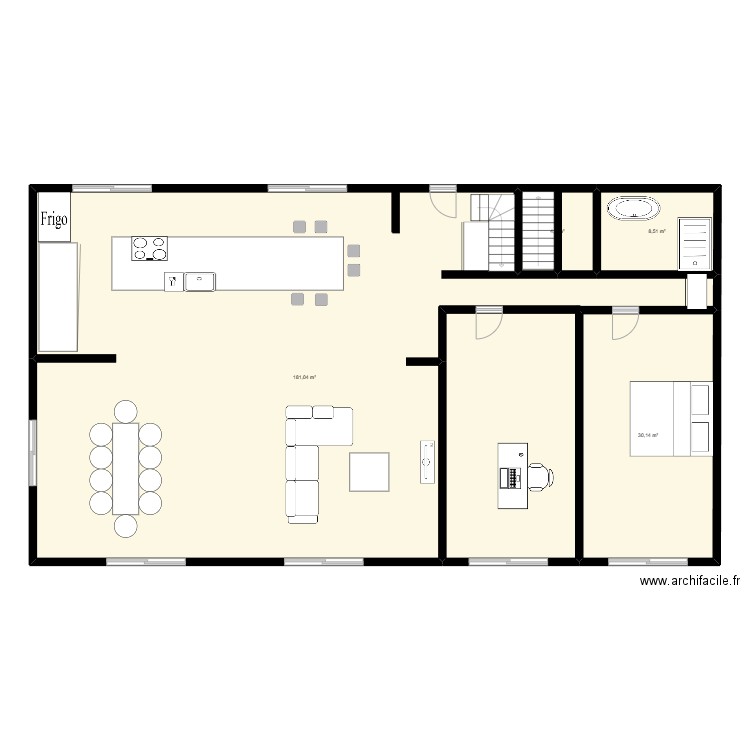 jerome  RDC. Plan de 4 pièces et 225 m2