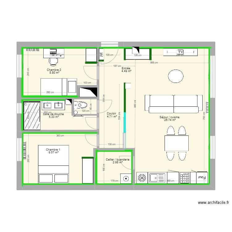 Gout futur 3. Plan de 10 pièces et 67 m2