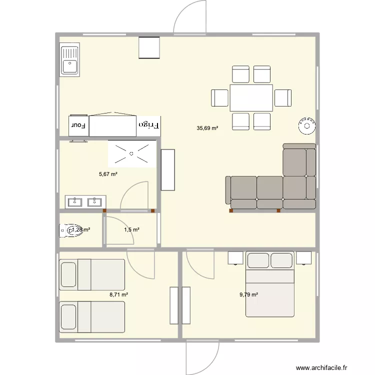 VF chalet. Plan de 6 Pièces et 63 m² VF chalet. Plan de 6 Pièces et 63 m²