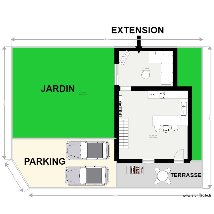 camille. Plan de 5 pièces et 174 m2