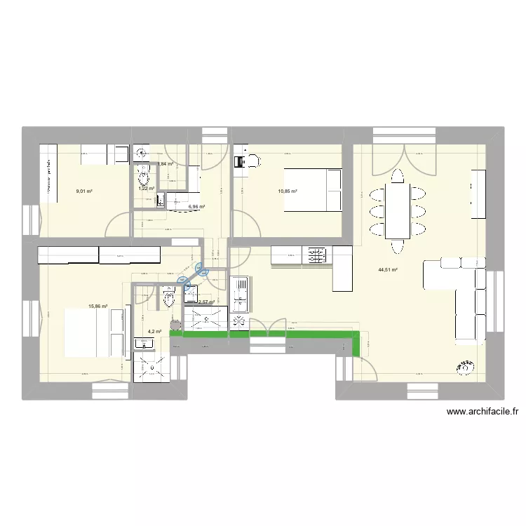 Projet 8 mars. Plan de 22  et 304 m²