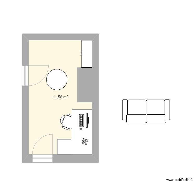 planBureauCarole. Plan de 1 pièce et 12 m2