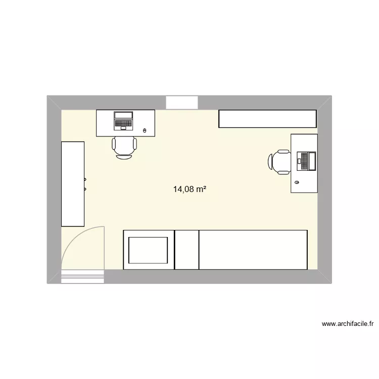 chambre chlo&eacute;. Plan de 1 pièce et 14 m²