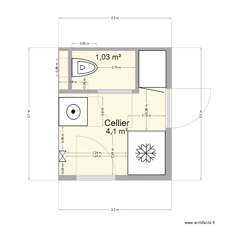 Buanderie_v_07072025. Plan de 3 pièces et 5 m2