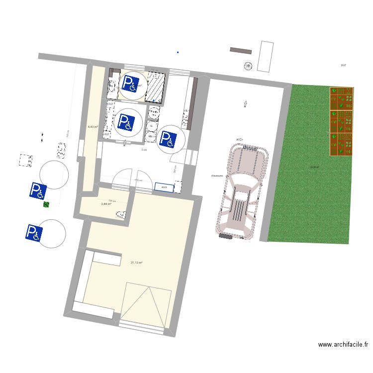 PROJET1 DANIEL ET EVE MOREAU . Plan de 4 pièces et 44 m2