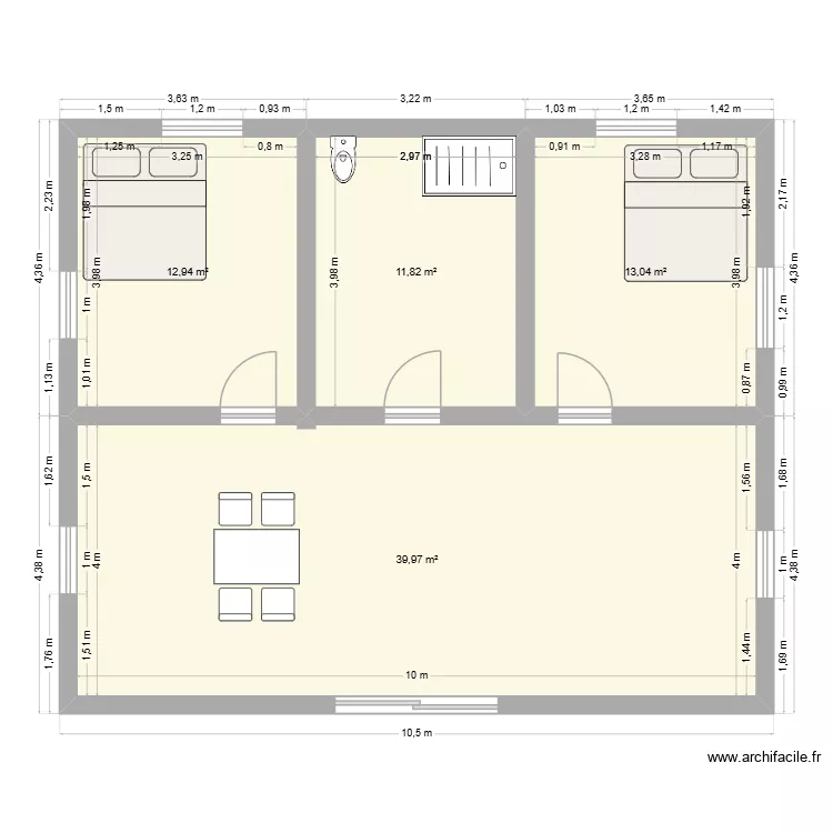 case. Plan de 4 Pièces et 78 m²