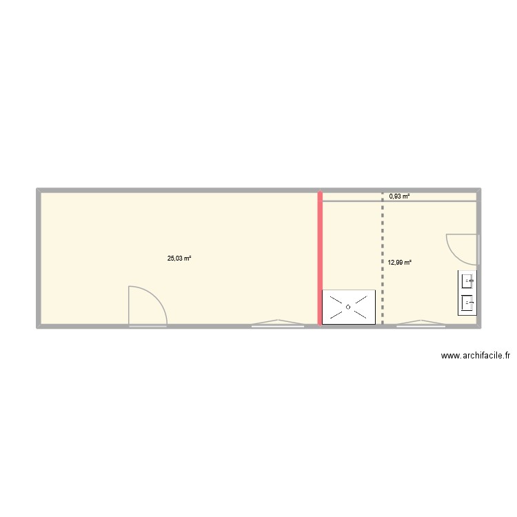 TRAVAUX DOMINIQUE. Plan de 3 pièces et 39 m2