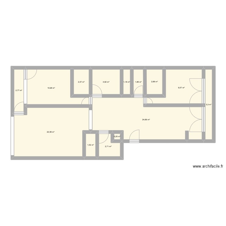 standing. Plan de 14 pièces et 91 m2