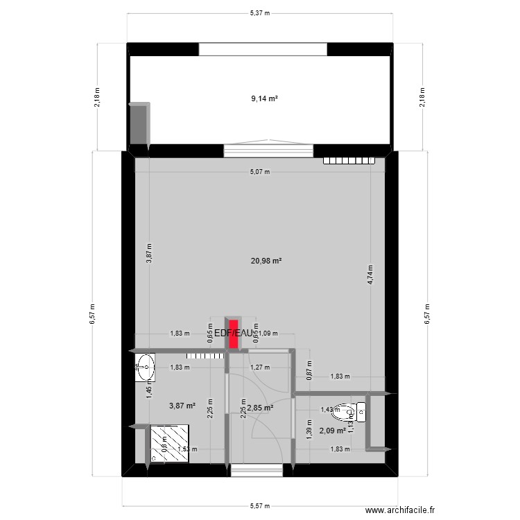 Appartement de Lou. Plan de 9 pièces et 40 m2