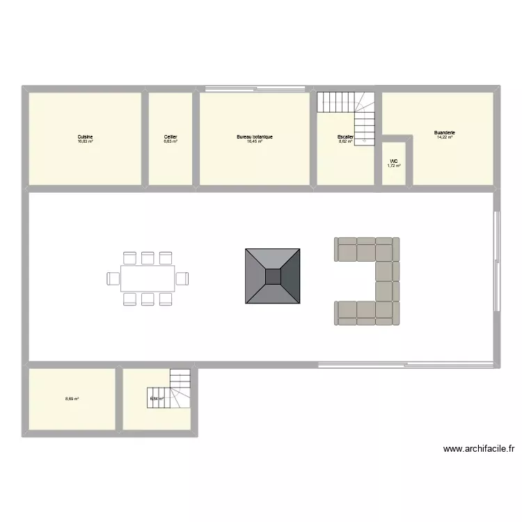 MAISON 1. Plan de 8 Pièces et 80 m²