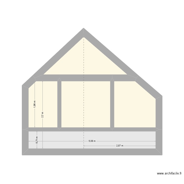 Plan Pignon. Plan de 5 pièces et 15 m2