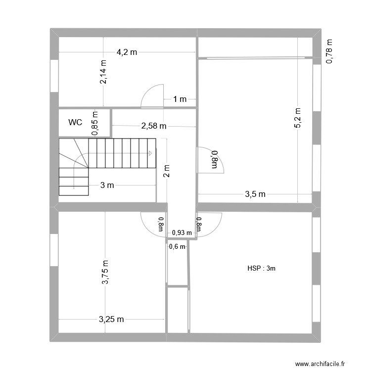 RIZZO 1er avec mesure 2. Plan de 6 pièces et 73 m2