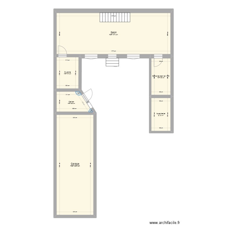 REZ DE CHAUSSEE. Plan de 6 pièces et 98 m2