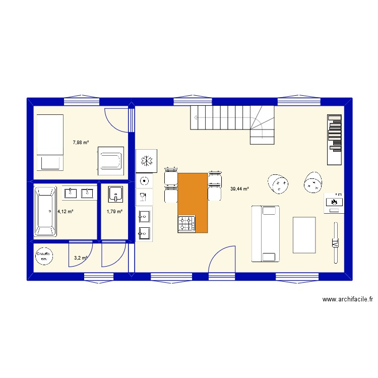axel 2. Plan de 5 pièces et 57 m2