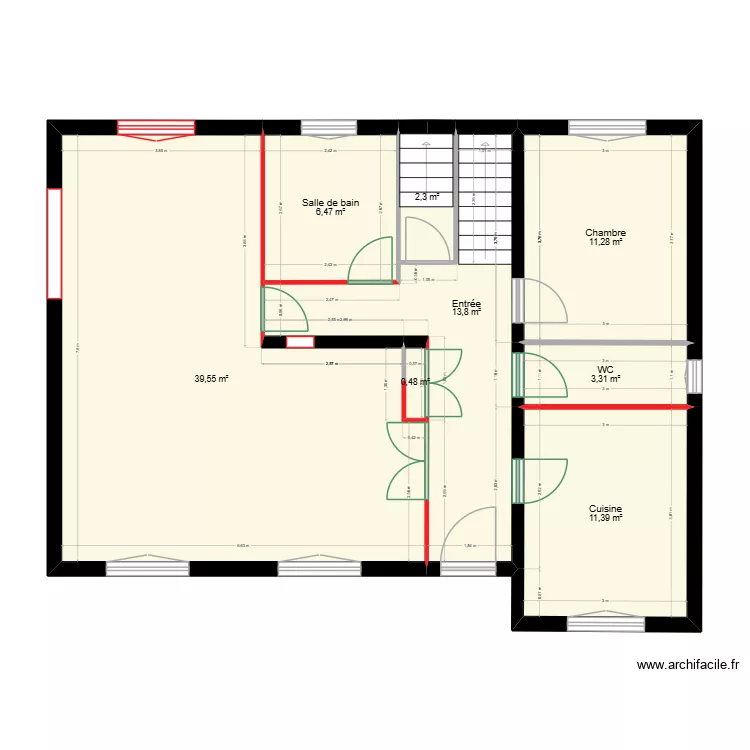 RDC - Démolition. Plan de 8 et 89 m² RDC - Démolition. Plan de 8 et 89 m²