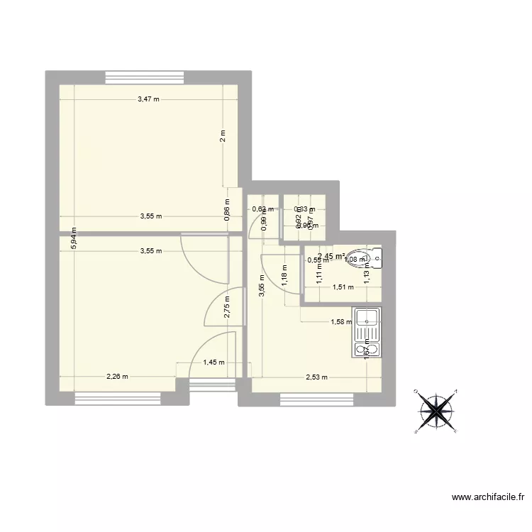Bureau breteuil. Plan de 2  et 29 m²