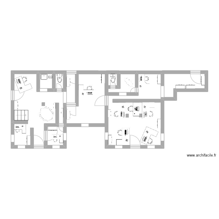 Bureau. Plan de 4 pièces et 19 m2