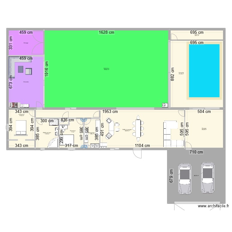 maison en h. Plan de 0 pièce et 0 m2