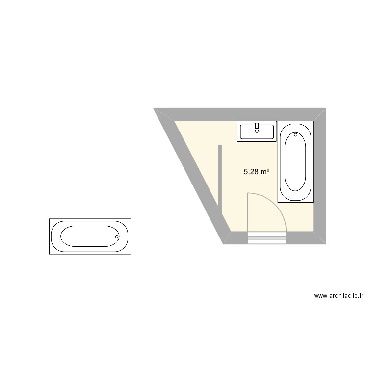 Salle de bain. Plan de 1 pièce et 5 m2