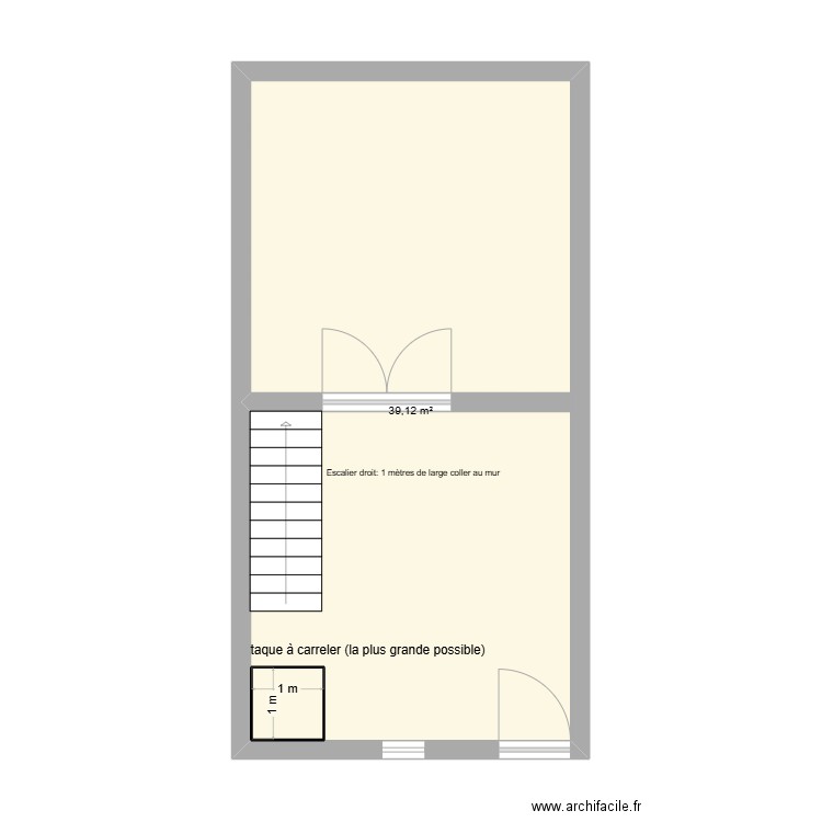 Gros oeuvre. Plan de 2 pièces et 41 m2