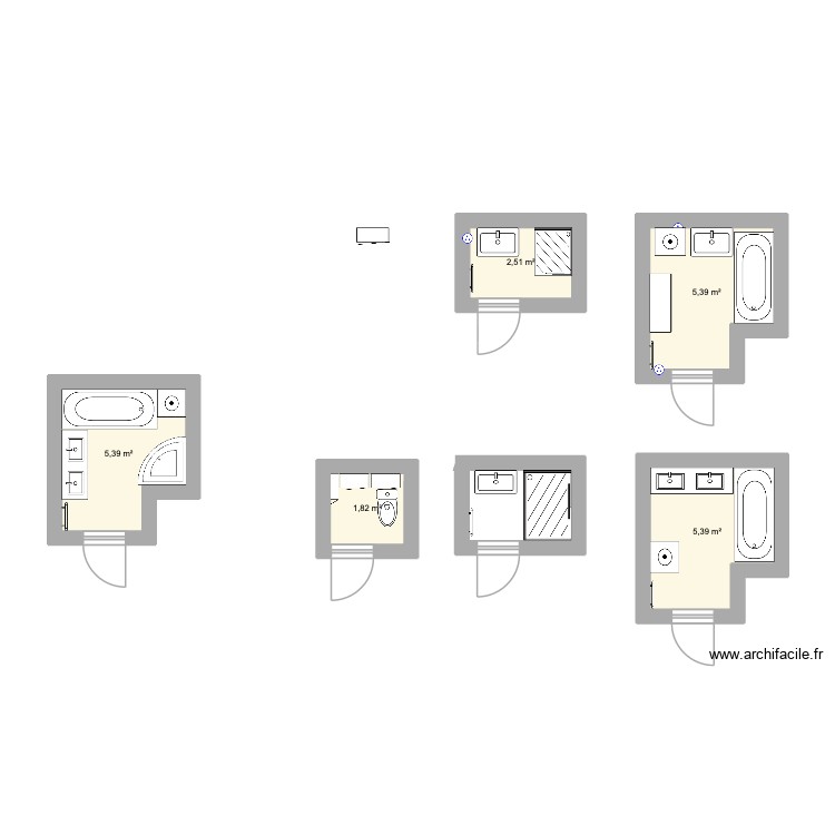 WC Douche & SdB. Plan de 0 pièce et 0 m2