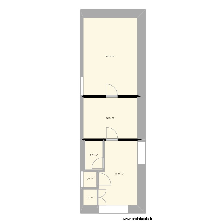 Ecurie. Plan de 6 pièces et 53 m2