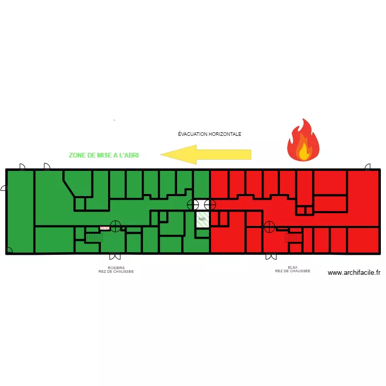 ROSIERS / ELSA RDC EVACUATION 2. Plan de 