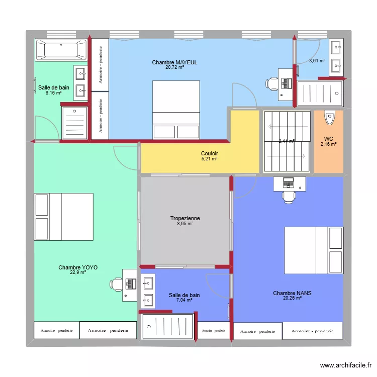 CDS - PRO - R+2 Tropezienne V3. Plan de 10 pièces et 100 m²