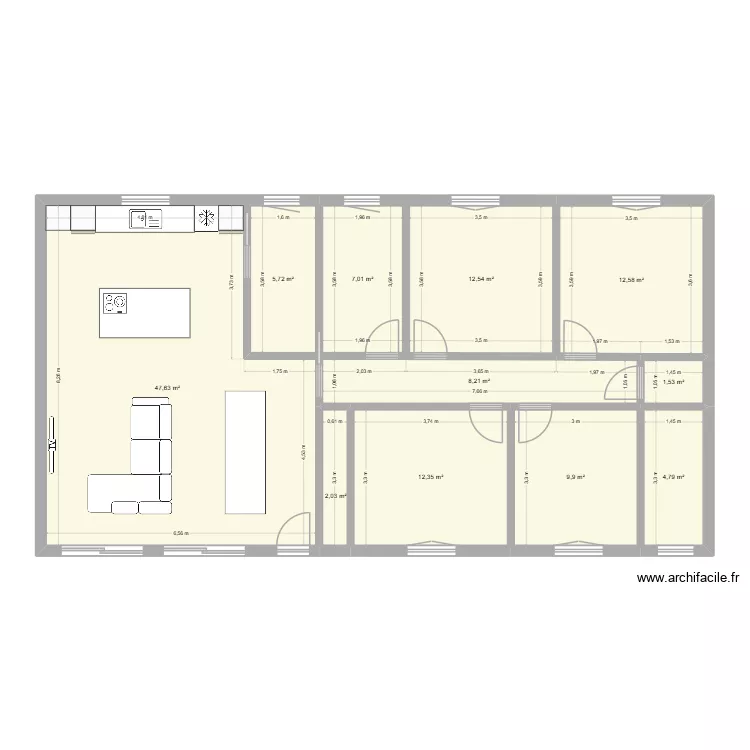 Maison 133. Plan de 11  et 124 m²