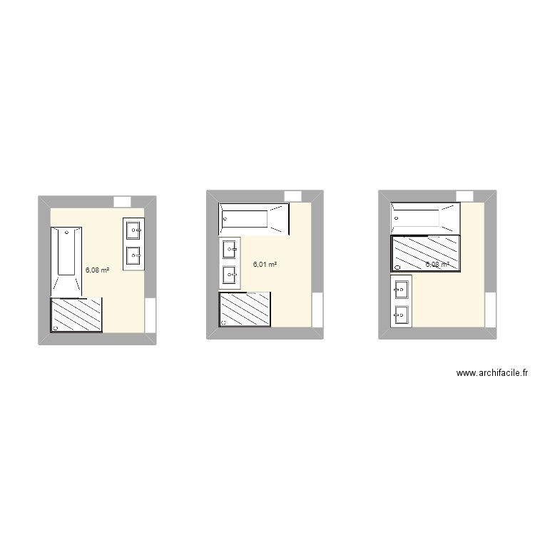 SDB. Plan de 3 pièces et 18 m2