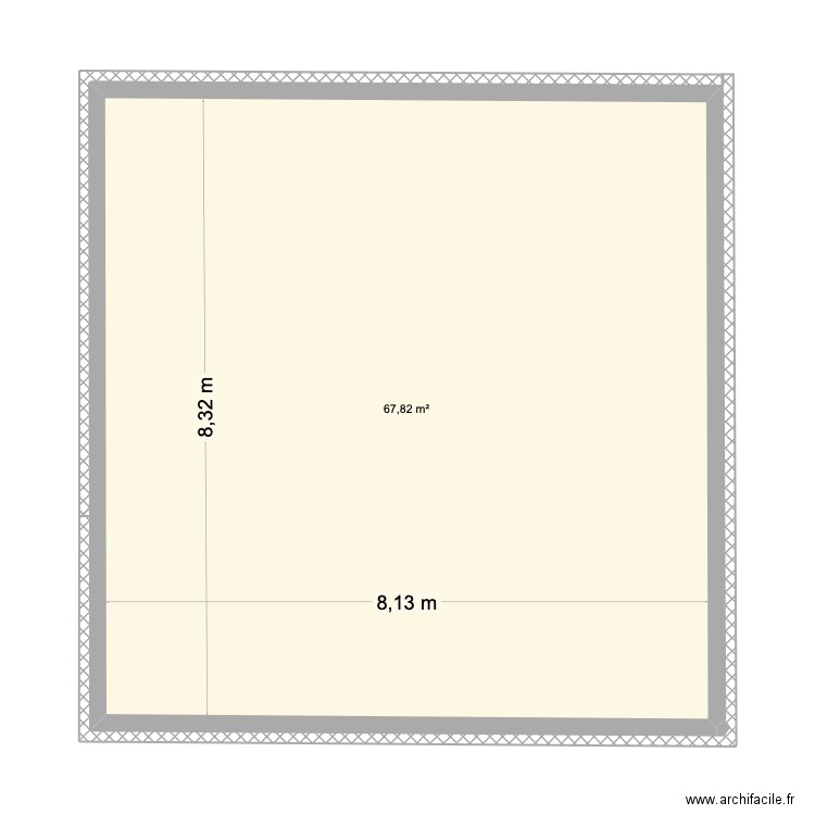 Deuxième étage grenier. Plan de 1 pièce et 68 m2