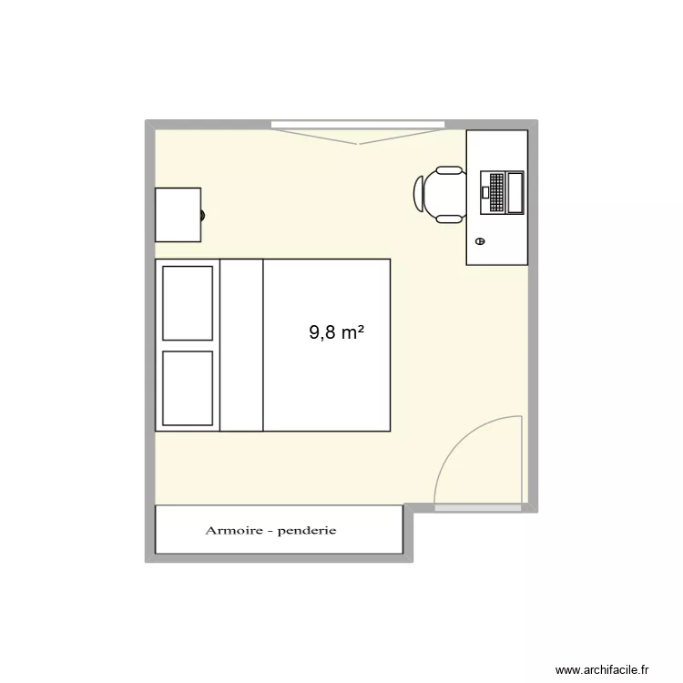 chambre M&eacute;lusine. Plan de 1  et 10 m²