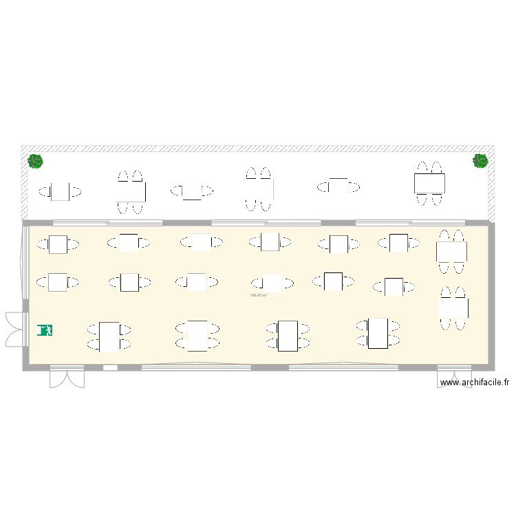 terrasse retour au source. Plan de 1 pièce et 107 m2