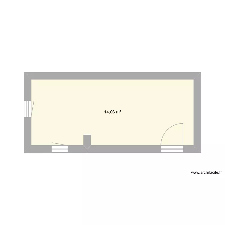 cabane. Plan de 1  et 14 m²