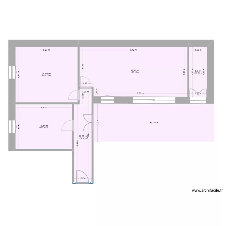 docter serre appartement 3 rose. Plan de 5 pièces et 99 m²