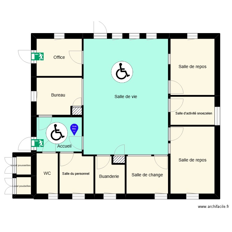 05 La Saulce _LPB Plan Evac_BJ. Plan de 15 pièces et 128 m2