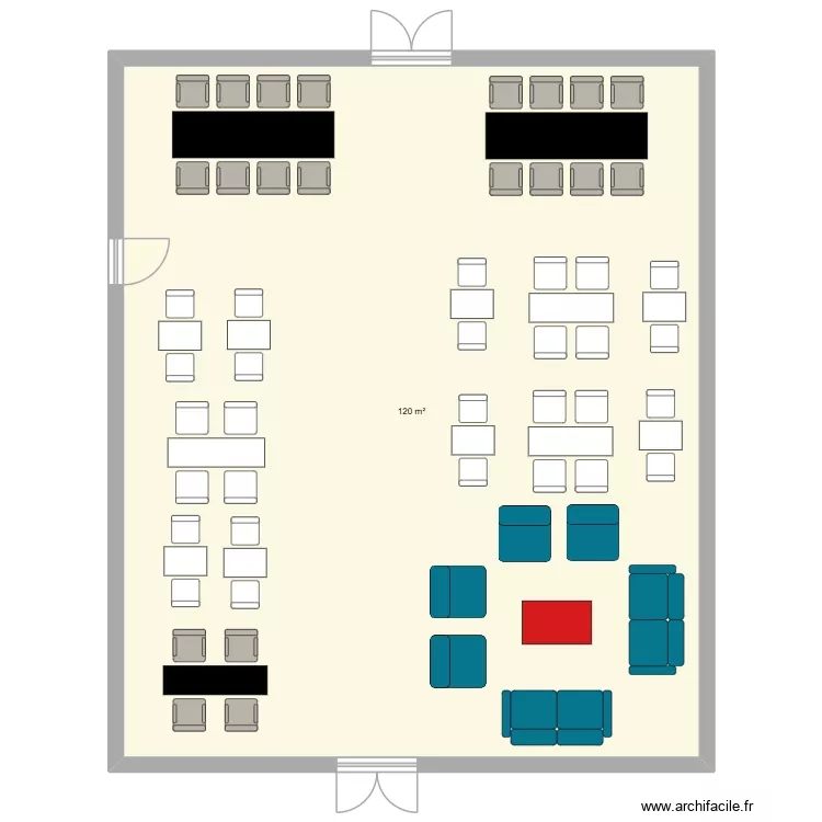 terrasse. Plan de 1  et 120 m²
