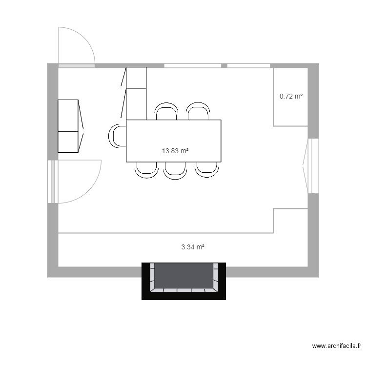 cuisine julia. Plan de 3 pièces et 18 m2